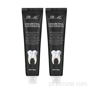 Dentes de carbono ativados reparam creme dental de clareamento